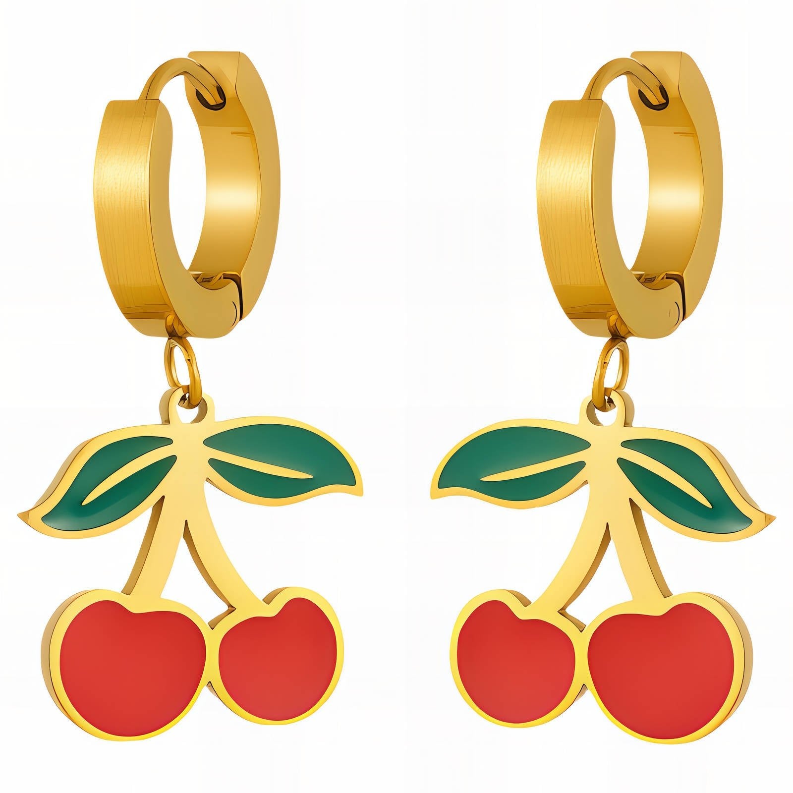Cherry" Earrings, 18K Gold Plated Steel - JewelJiveLatest Jewelry