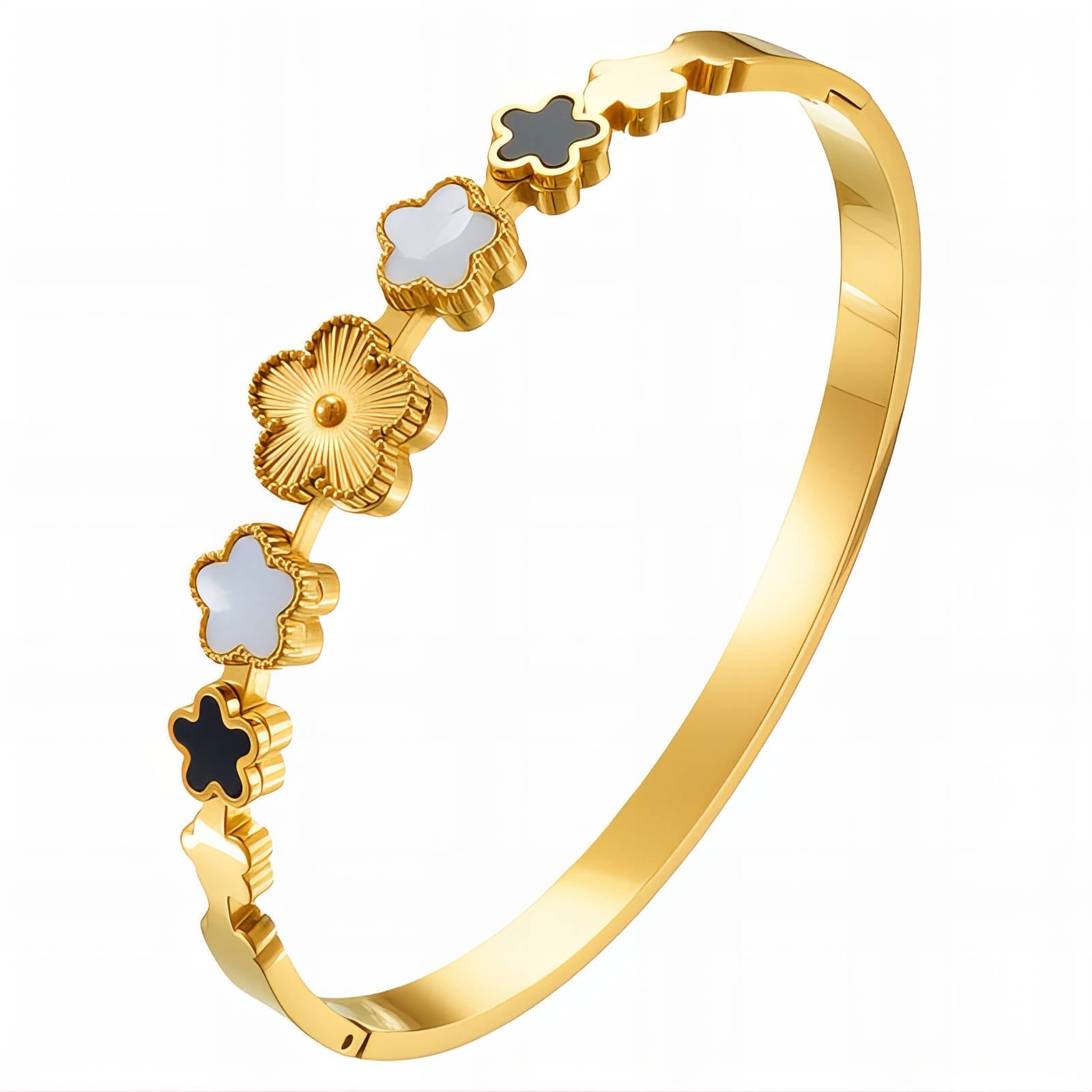 Flower Meadow" Bracelet, 18K Gold Plated Steel - JewelJiveLatest Jewelry