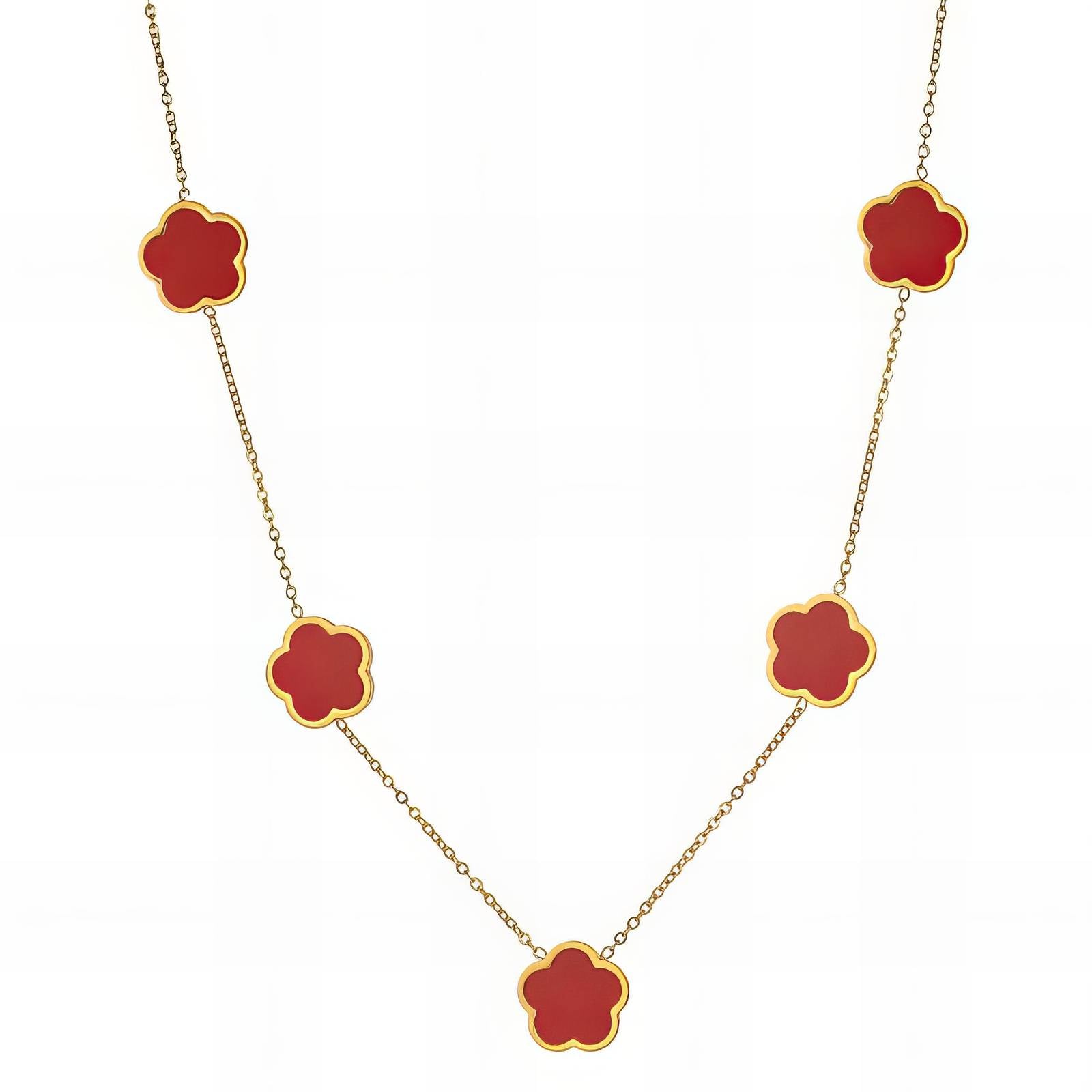 Flowers" Necklace, 18K Gold Plated Steel - JewelJiveLatest Jewelry