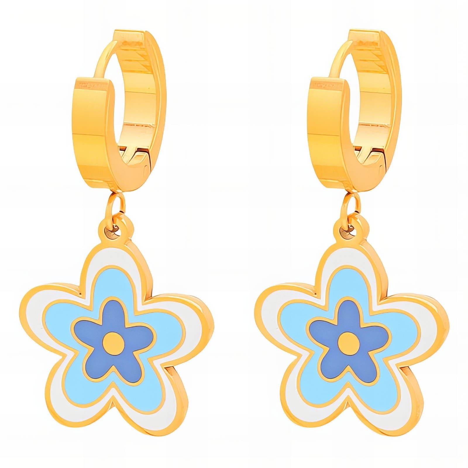 Flowers" Earrings, 18K Gold Plated Steel - JewelJiveLatest Jewelry